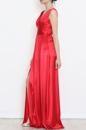 لباس قرمز زنانه بافتنی بافت رگولار آستین-کوتاه اداری کد 818079232