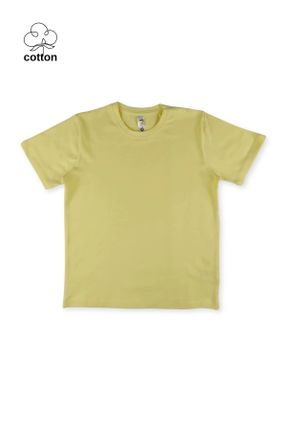 تی شرت زرد بچه گانه رگولار یقه گرد تکی کد 821529519