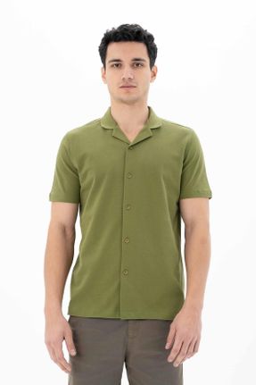 پیراهن سبز مردانه رگولار یقه پولو کد 717756779