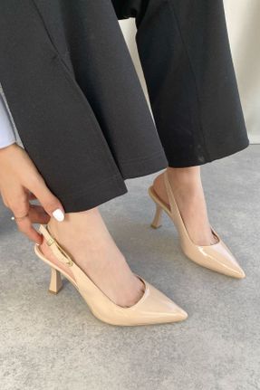 کفش پاشنه بلند کلاسیک بژ زنانه پاشنه نازک پاشنه متوسط ( 5 - 9 cm ) کد 816077137