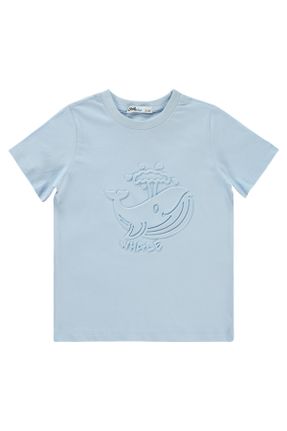 تی شرت آبی بچه گانه رگولار یقه گرد تکی کد 820199677