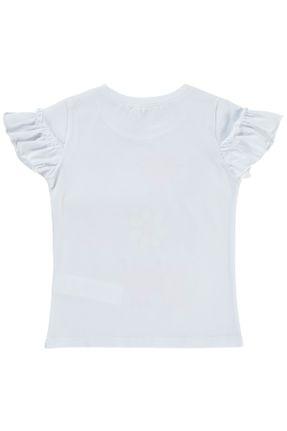 تی شرت سفید بچه گانه رگولار یقه گرد تکی کد 826692905