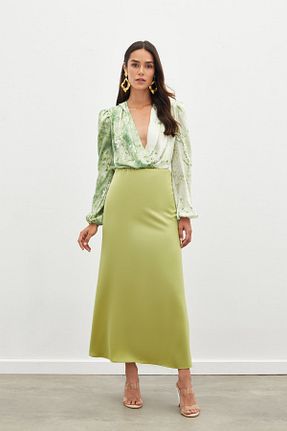 دامن سبز زنانه پارچه Sateen - کد 841500345