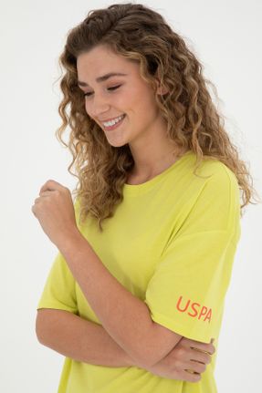 تی شرت زرد زنانه اورسایز یقه گرد کد 833023649