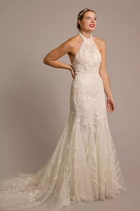 لباس عروس سفید زنانه دانتل Oleg Cassini - کد 838300481