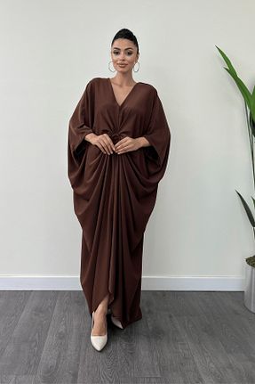 لباس مجلسی و فارغ التحصیلی قهوه ای زنانه کرپ giyimmasalı - کد 844523903