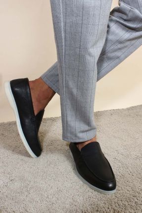 کفش کژوال مشکی مردانه چرم طبیعی پاشنه کوتاه ( 4 - 1 cm ) پاشنه ساده کد 335453628