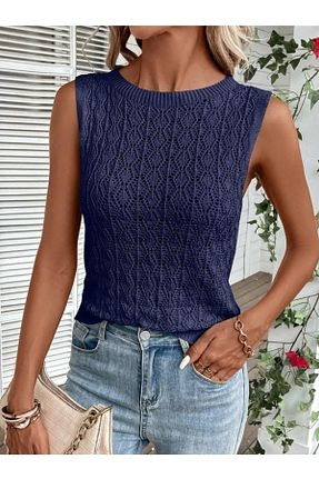 تیشرت سرمه ای زنانه رگولار youknitwear you - کد 844536615