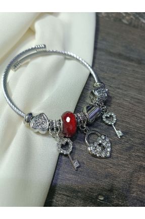 دستبند جواهر قرمز زنانه فولاد ( استیل ) کد 831225107