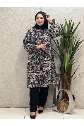 تونیک حجاب طلائی زنانه پنبه ای Butik büyük beden - کد 703455957
