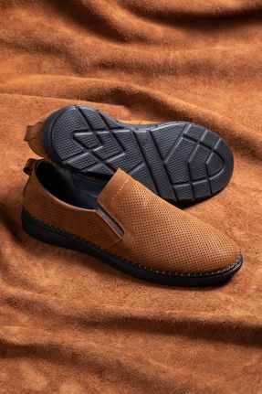 کفش کژوال قهوه ای مردانه چرم طبیعی پاشنه کوتاه ( 4 - 1 cm ) پاشنه ساده کد 712482844