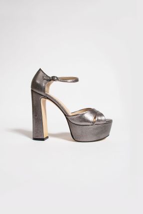 کفش مجلسی طوسی زنانه پاشنه بلند ( +10 cm) چرم طبیعی پاشنه پلت فرم کد 752516730