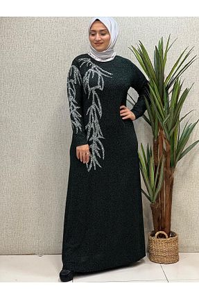 لباس مجلسی حجاب سبز زنانه یقه دوچرخه Butik büyük beden - کد 788654541