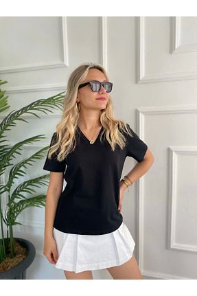 تیشرت مشکی زنانه رگولار ky butikkk - کد 283050334