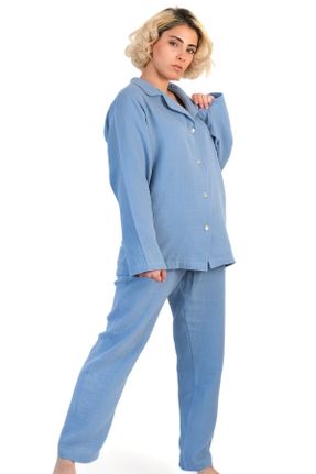 ست لباس راحتی آبی زنانه پنبه (نخی) کد 115488138