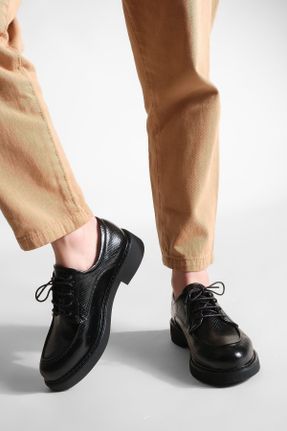 کفش آکسفورد مشکی زنانه چرم مصنوعی پاشنه کوتاه ( 4 - 1 cm ) کد 646811717