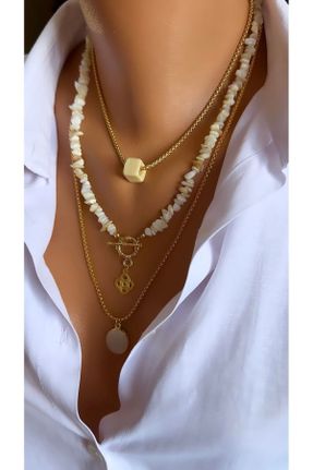 گردنبند جواهر طلائی زنانه روکش طلا کد 802601420