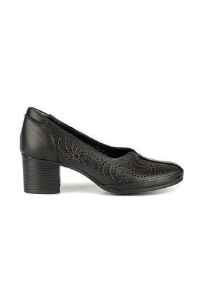 کفش پاشنه بلند کلاسیک مشکی زنانه چرم Venüs - کد 792098818