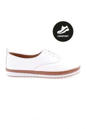 کفش کژوال سفید زنانه چرم طبیعی پاشنه کوتاه ( 4 - 1 cm ) پاشنه ساده کد 356731540