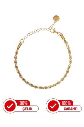 دستبند استیل طلائی زنانه فولاد ( استیل ) کد 697170805