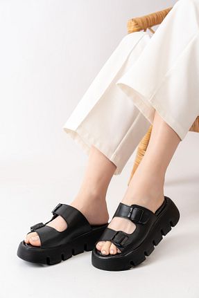 دمپائی مشکی زنانه چرم مصنوعی asmi shoes - کد 809464151