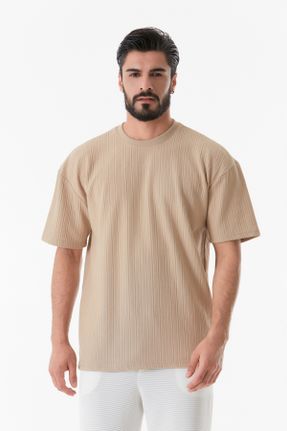 تی شرت بژ مردانه رگولار یقه گرد کد 825258601