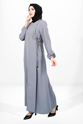 کلاه و ابایا طوسی زنانه پلی استر Beyza - کد 844906543