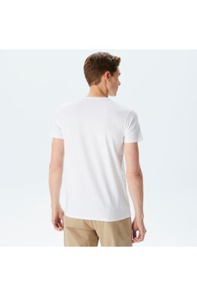 تی شرت سفید مردانه رگولار یقه هفت تکی کد 4590315