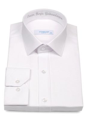 پیراهن سفید مردانه ریلکس یقه نیمه ایتالیایی پنبه - پلی استر کد 312174262