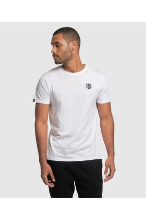 تی شرت سفید مردانه رگولار یقه گرد تکی کد 835703252