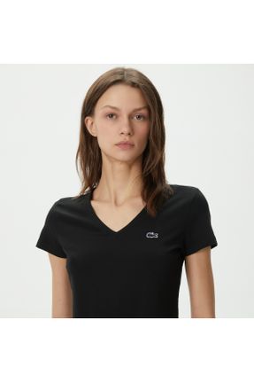 تی شرت مشکی زنانه رگولار یقه هفت کد 4932249