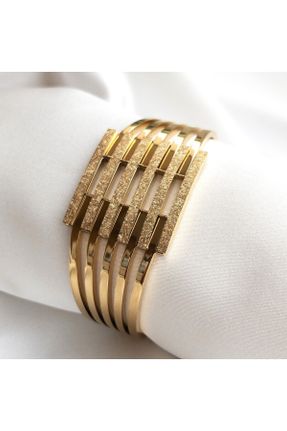 دستبند استیل طلائی زنانه استیل ضد زنگ کد 789130887