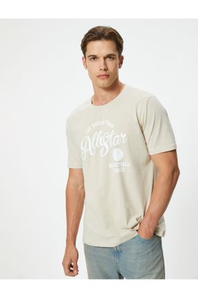 تی شرت نباتی مردانه رگولار یقه گرد تکی کد 832043052