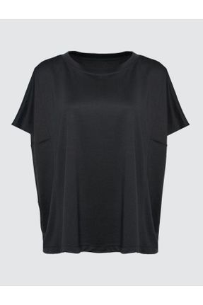 تی شرت مشکی زنانه رگولار یقه گرد تکی کد 803910988