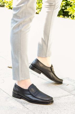 کفش کلاسیک مشکی مردانه چرم طبیعی پاشنه کوتاه ( 4 - 1 cm ) پاشنه ساده کد 36971263