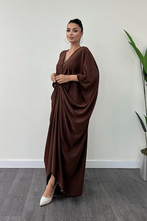 لباس مجلسی و فارغ التحصیلی قهوه ای زنانه کرپ giyimmasalı - کد 844523903