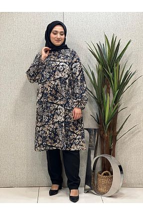 تونیک حجاب طلائی زنانه پنبه ای Butik büyük beden - کد 703455957