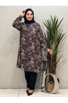 تونیک حجاب زرد زنانه پنبه ای Butik büyük beden - کد 703455956