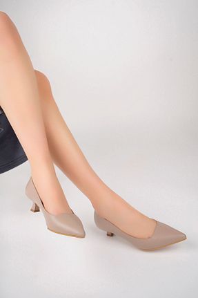 کفش پاشنه بلند کلاسیک قهوه ای زنانه چرم خالص Deripabuc - کد 816791556