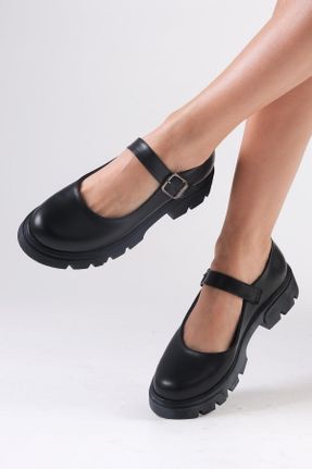 کفش لوفر مشکی زنانه چرم مصنوعی پاشنه متوسط ( 5 - 9 cm ) کد 770942639