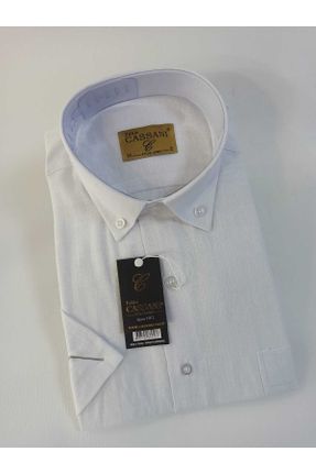 پیراهن سفید مردانه رگولار یقه پیراهنی پنبه (نخی) کد 829457014