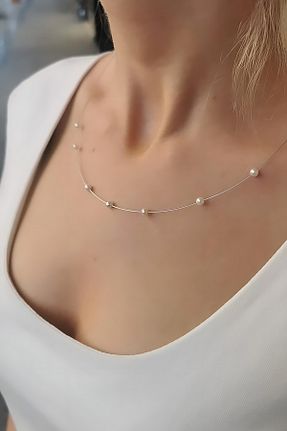 گردنبند طلا سفید زنانه 14 عیار Utku Kuyumculuk - کد 844613741