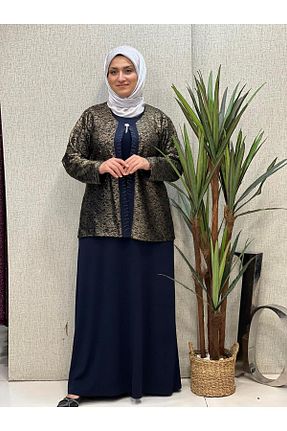 لباس سایز بزرگ سرمه ای زنانه دانتل Butik büyük beden - کد 832315994