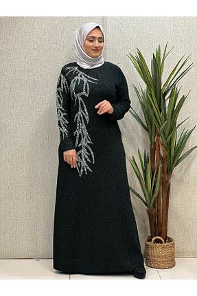 لباس مجلسی حجاب سبز زنانه یقه دوچرخه Butik büyük beden - کد 788654541