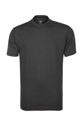 تی شرت طوسی مردانه رگولار یقه خدمه پنبه (نخی) تکی کد 800003815