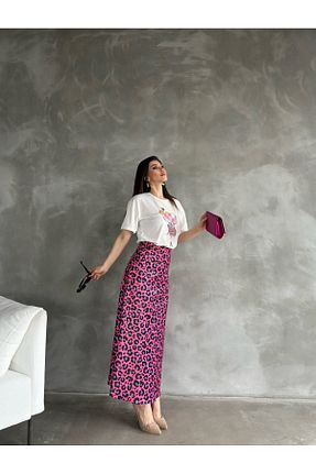 دامن صورتی زنانه ساتن Fiori - کد 816966500