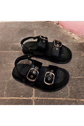 صندل مشکی زنانه پاشنه تخت runa shoes - کد 835966116