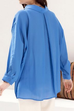پیراهن آبی زنانه اورسایز MissThetis - کد 673889178