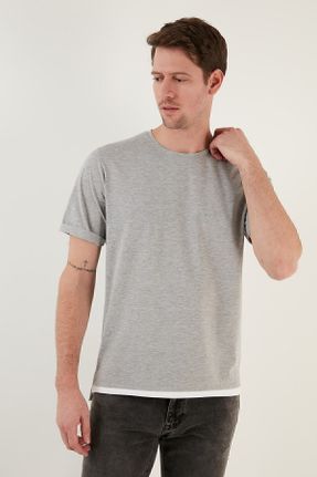 تی شرت طوسی مردانه رگولار یقه گرد کد 635439684