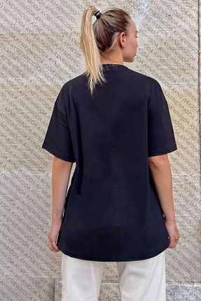 تیشرت سایز بزرگ مشکی زنانه اورسایز aynewmoda - کد 844820980